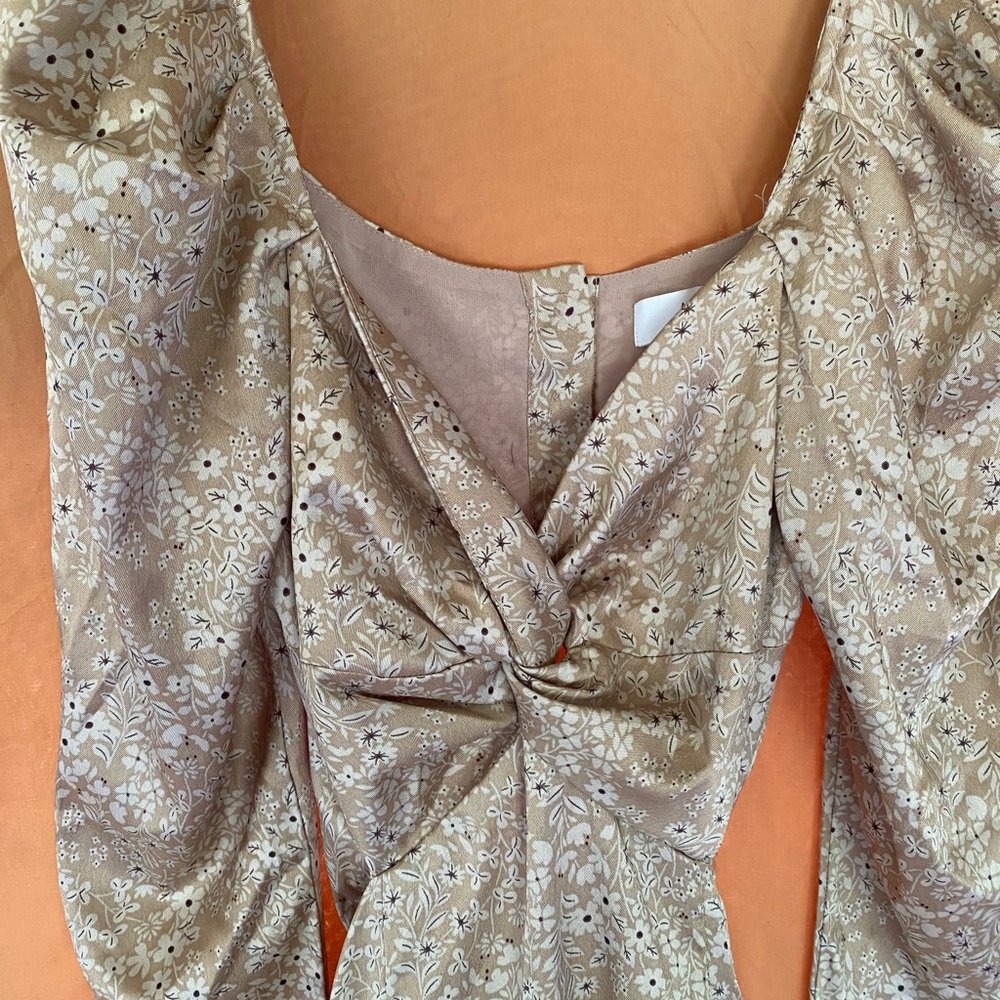 Astr Ditsy Floral Midi Dress with Twist Front